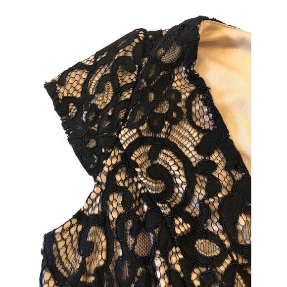 Lulus Black Crochet Lace V Neck Bodycon Style Midi Dress Size S - Picture 4 of 7